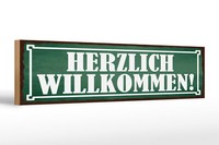 Holzschild Hinweis 46X10 Cm Herzlich Willkommen Deko Schild