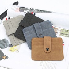 Men's Slim Leather Wallet ID Credit Card Holder Front Pocket Buckle Small Purse