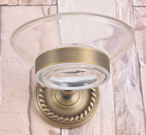 Bathroom Soap Holder Glass Soap Antique Brass Dish & Holder Wall Mounted Gba306 - Picture 8 of 8