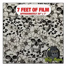 Hydrographic film Clear Flower Cheetah Skulls hydro dipping 7' x 20" hydro dip