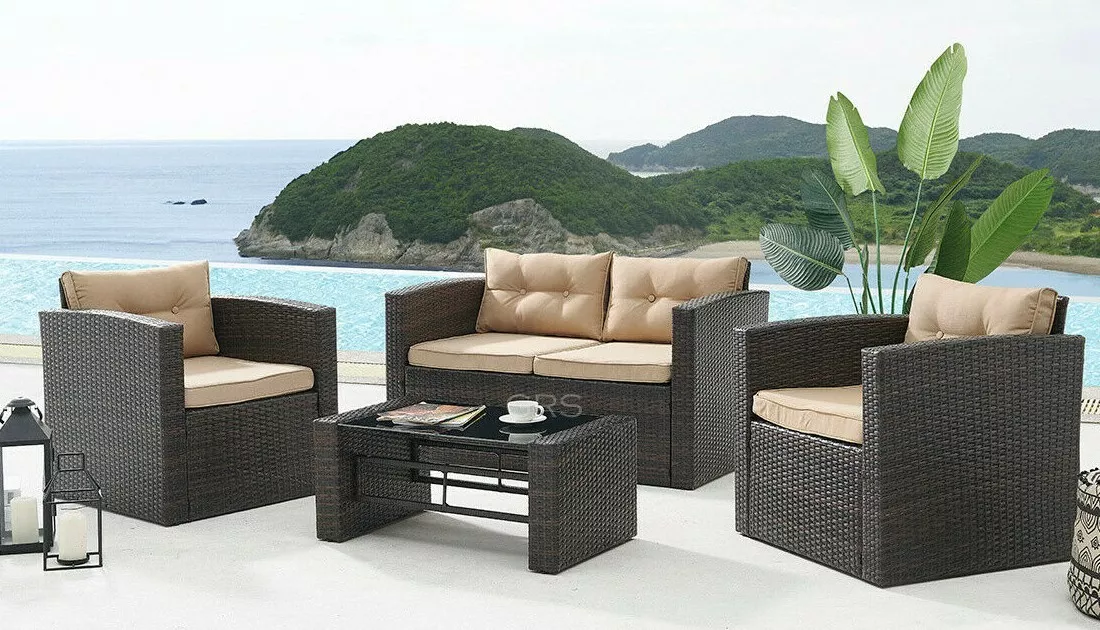 Ebay brown on sale rattan garden furniture