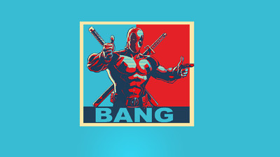 Marvel comics deadpool cyan background red thumbs up playmat gaming mat
