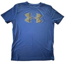 Kids Under Armour Heat Gear Youth X Large Graphic Logo T-shirt Blue Crew Neck