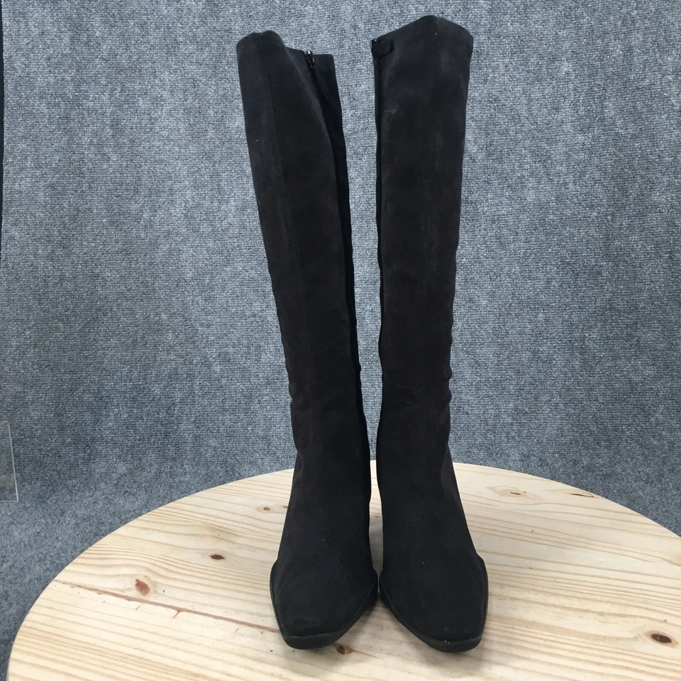 Me Too Boots Womens 8.5 Sensation Q Tall Riding Black Almond Toe Stilleto Heels - Image 4 of 4