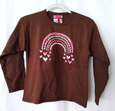 Hanes Premium Graphic Sweatshirt Crew Neck Long Slv Mixed Rainbow Brown M 15586