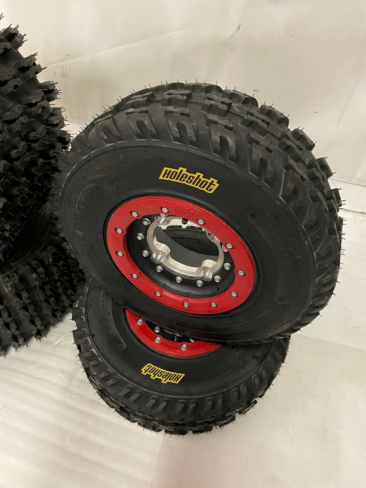 Hiper Tech 3 Beadlock Rims Holeshot HD Tires Front Rear XC TRX 450R