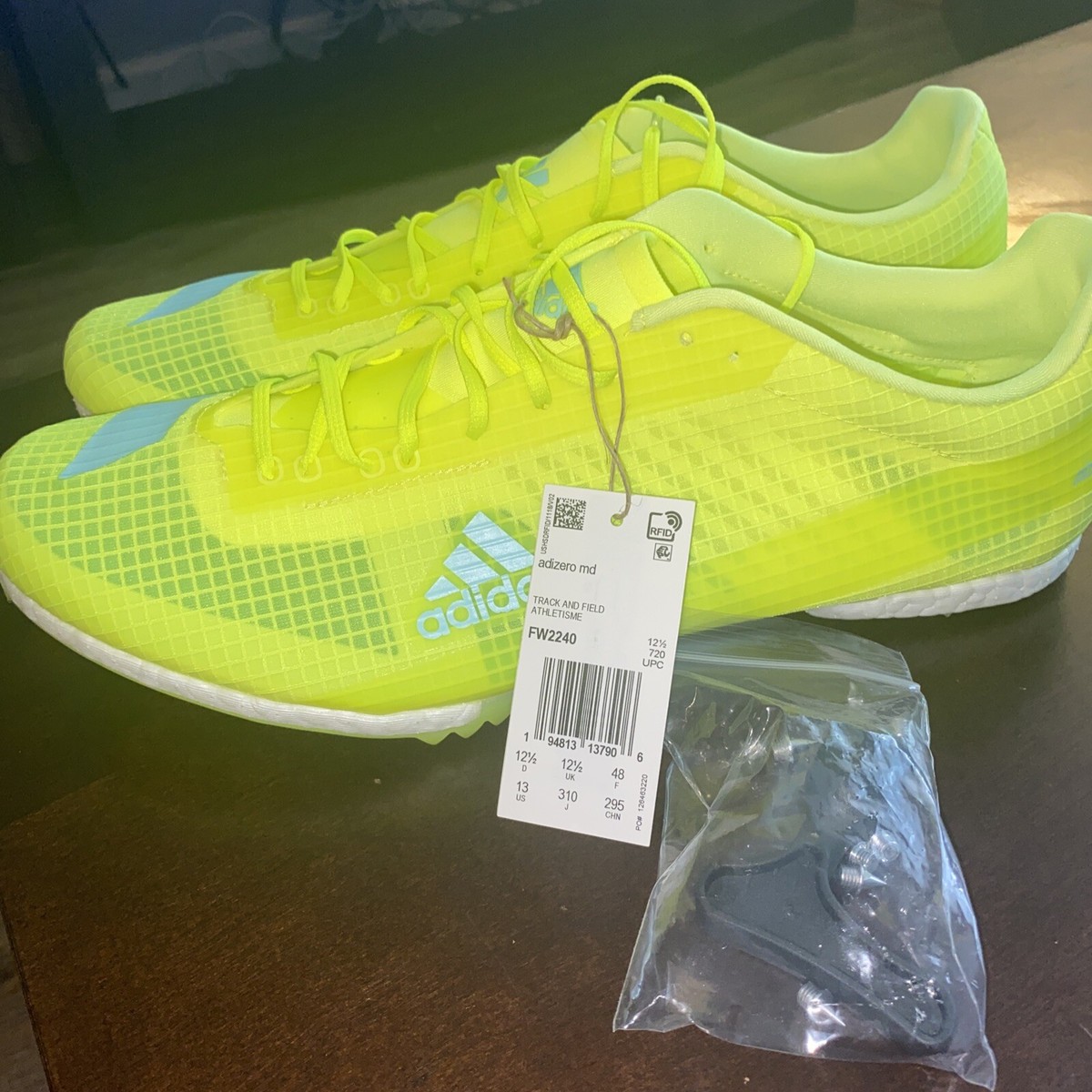 Adidas Adizero MD Mid Distance Track Field Run Spikes Solar Yellow