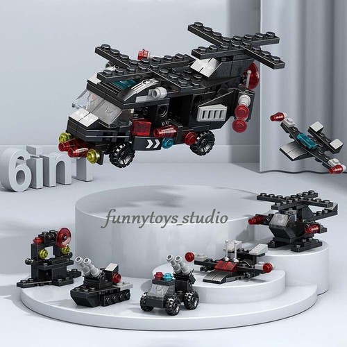 6in1 SWAT Police Aircraft Model Building Blocks Plane Helicopter Toys Bricks