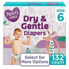 Parent's Choice Dry & Gentle Diapers Size 6, 132 Count HOT DEAL - FREESHIPPING