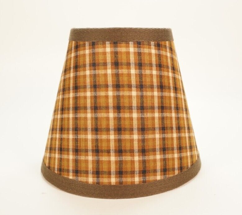 Shaded Primitives Country Primitive Antique Mustard Brown Homespun Fabric Lampshade Lamp ...