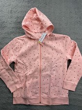 Cat Jack Hoodie Girls XL 14 Plus Pink Heart Print Full Zip Sweatshirt New