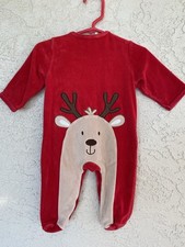 Little Me Size 9 Mo Red Velour Snap Front Footed Sleeper for My First Christmas