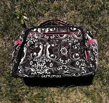 Ju-Ju-Be Baby Diaper Bag Floral Black White Pink Changing Pad Adjustable Strap