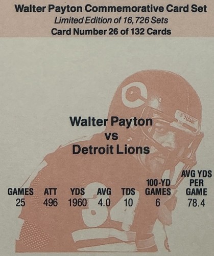 Walter Payton PSA 7 -1988 Tribute Set #26 “Taking The Lions’ Lunch Money” -Bears - Picture 7 of 8