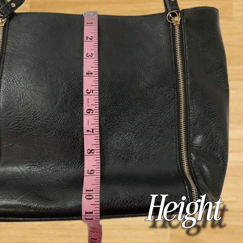 Antik Kraft Große schwarze Moto Bag-Geldbörse aus Veganem Leder mit Doppelriemen - Picture 5 of 12