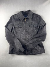 Jones New York Signature Jacket Size M Black Floral Embossed Full Zip
