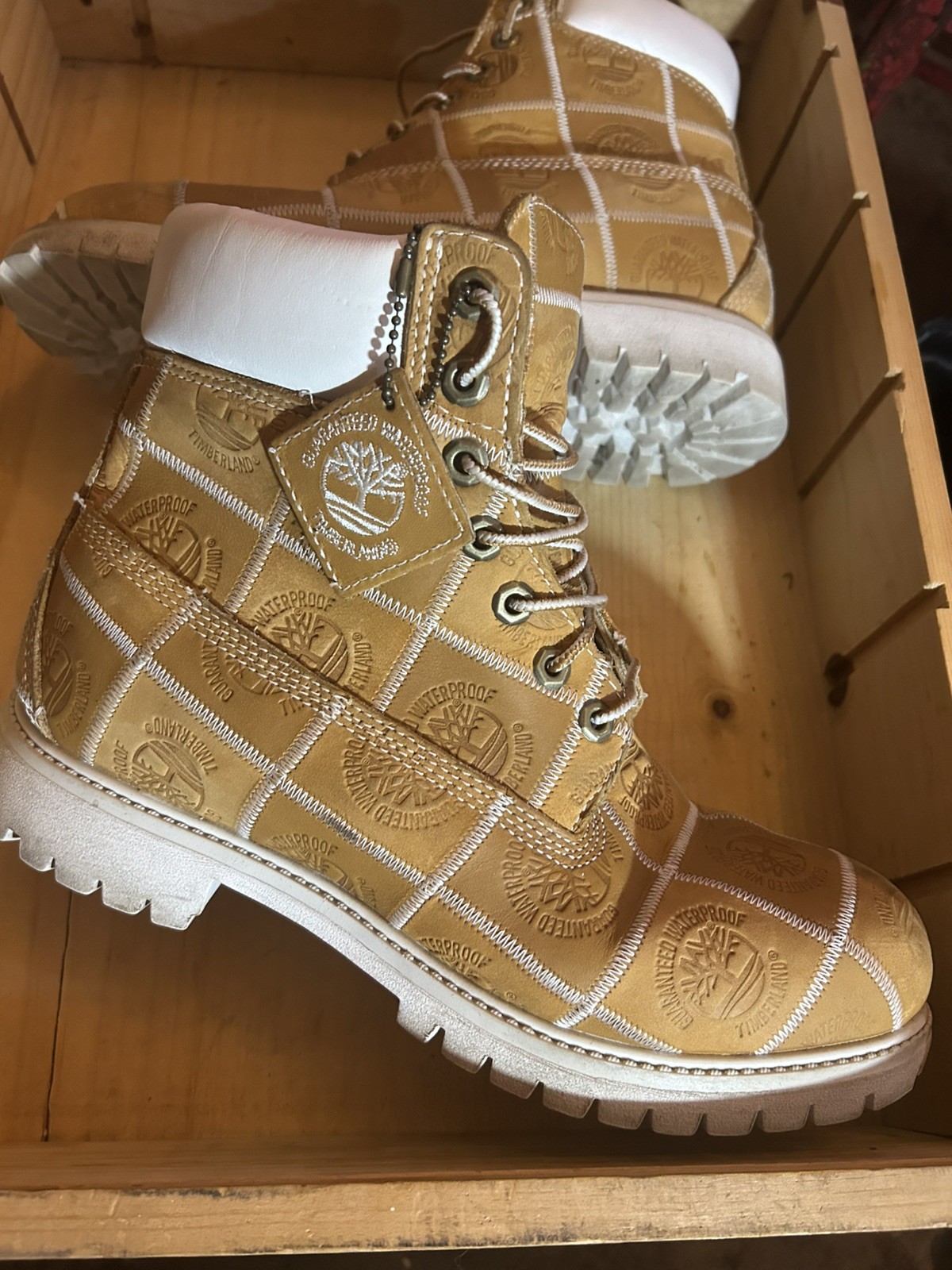 Euc Timberland Waterproof Boot Patchwork - Wheat … - image 4