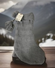    Hearth  Hand Cable Knit Holiday Tassel Stocking Collection Gray 18    