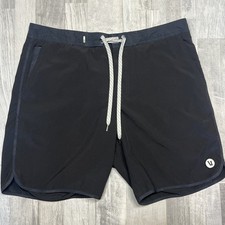 Vuori Cruise Board Shorts Men  s 34 Black Inseam 7" Unlined Swim Trunks V314 EUC