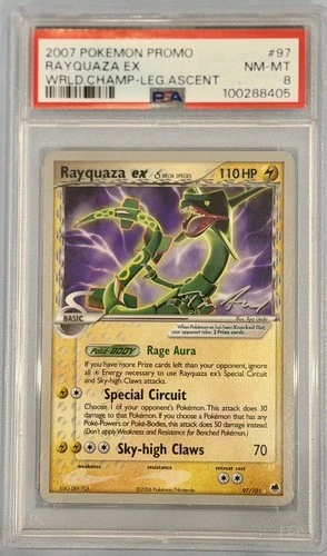 2007 Pokemon Card Rayquaza ex 97 PSA 8 World Champion Promo POP ONLY 30