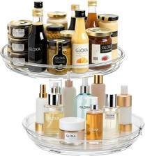 2 Pack Lazy Susan Turntable Organizer for Cabinet 9.25'' Rotating Spice Rack