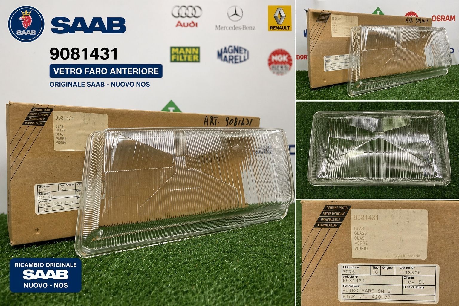 Original Saab 9000 Frontscheinwerferglas 9081431 NEU NOS SCHEINWERFERLINSE