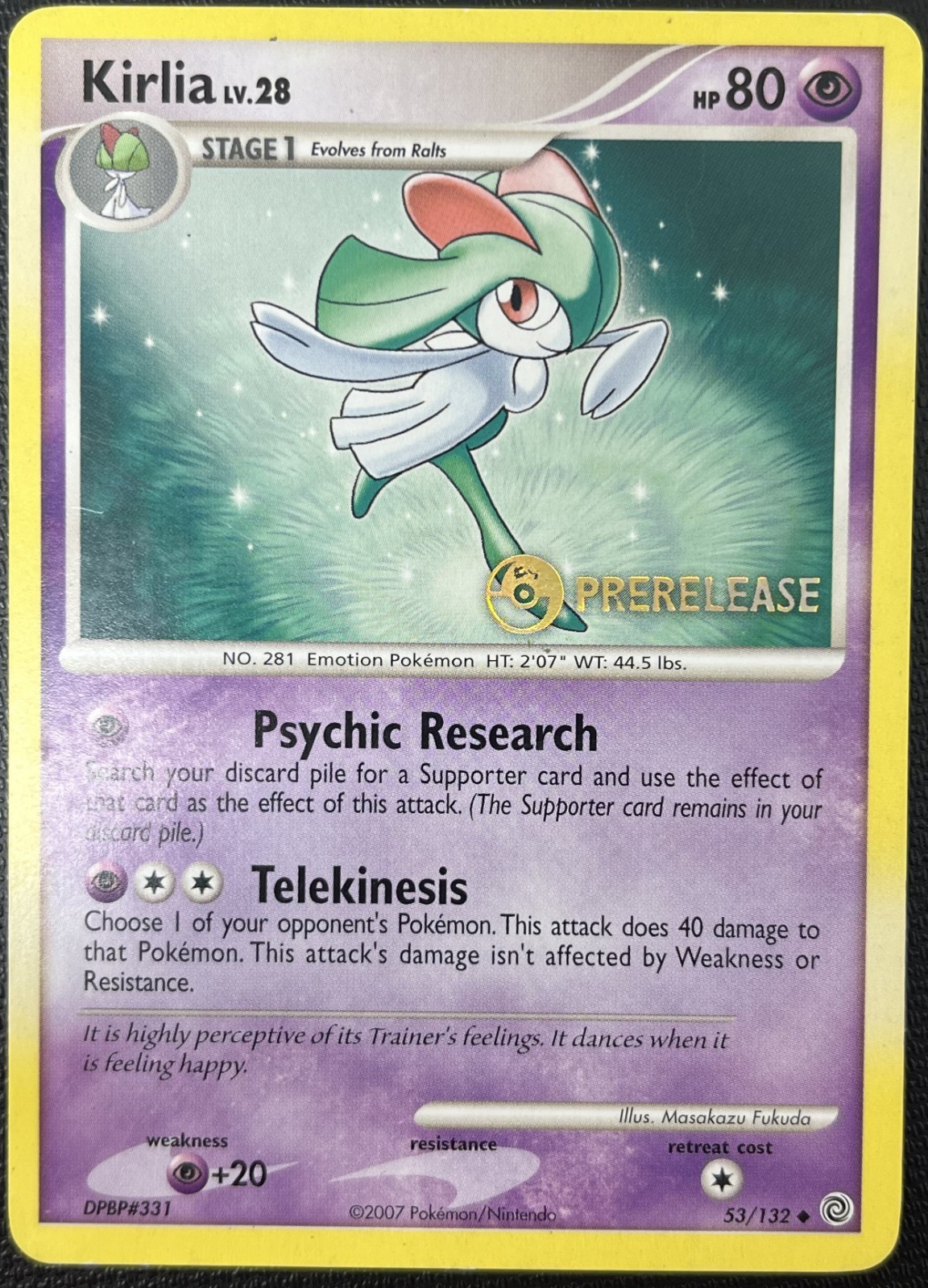 Kirlia 53/132 Prerelease Promo DP Secret Wonders Rare Pokemon Card LP