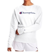 Champion Women's Powerblend Graphic Fleece Boyfriend Crewneck Sweatshirt Size S