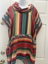 Silverado Boutique Southwest Aztec Poncho Style Top Made in USA One Size