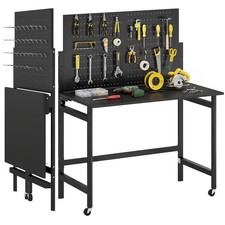 Werkbank mit Lochwand, 115 x 62 x 143,5 cm Klappbare Mobile Werktisch