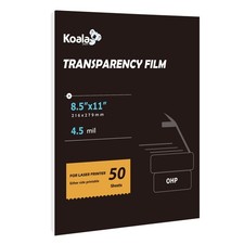 Koala Laser Transparency Film 8.5 x 11 Inches, 50 Sheets - 100 Clear Waterpr...