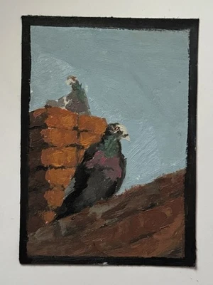 ACEO Realistic Pigeon Painting Original | oilpaint– Taube | Artist Trading Card - Bild 1 von 4