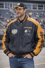 Pittsburgh Steelers Leather Varsity Jacket NFL Black Gold Vintage Mens XXL