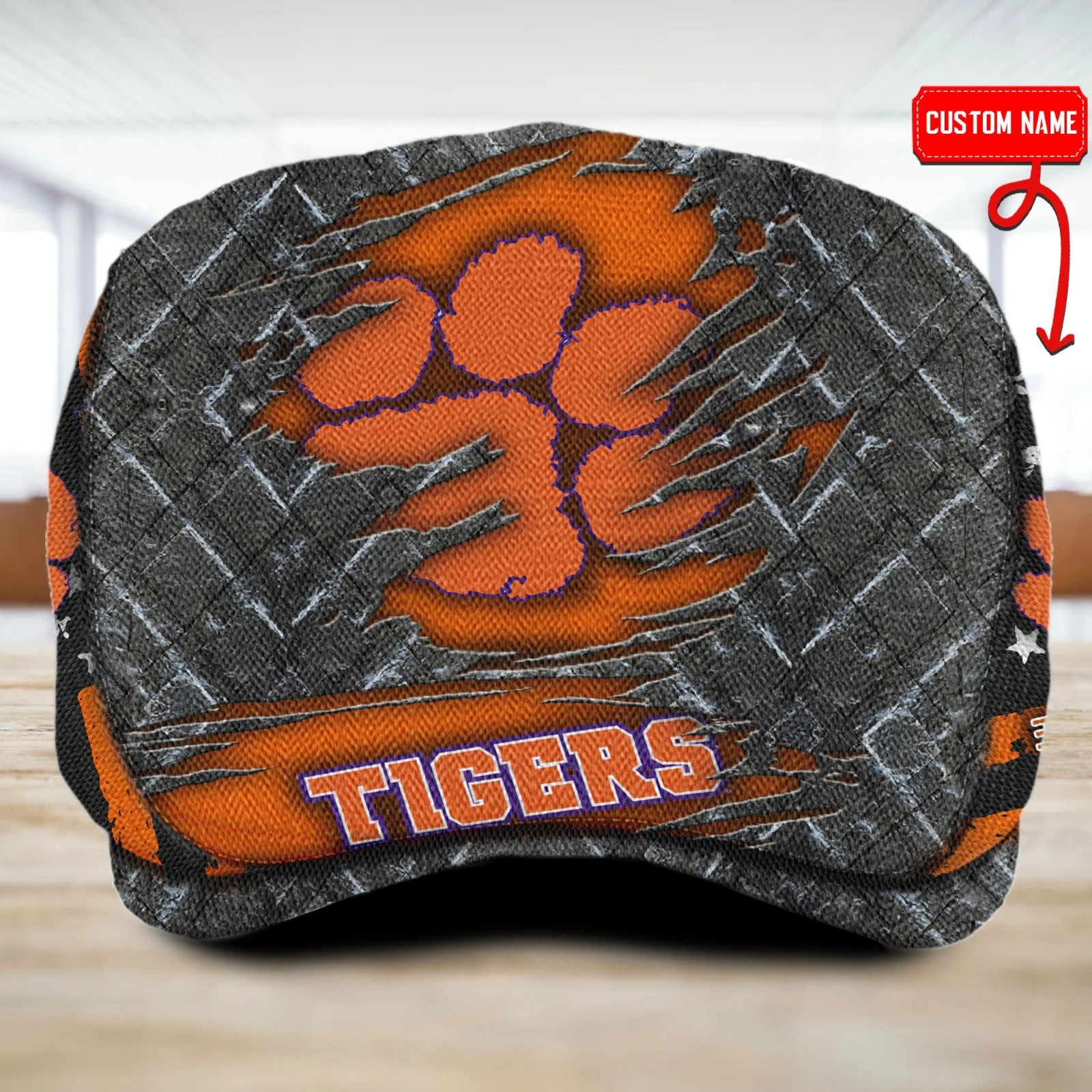 Clemson Team Tigers Jeff Cap NCAA Jeff Cap Newsboy Flat Golf Driving Hat