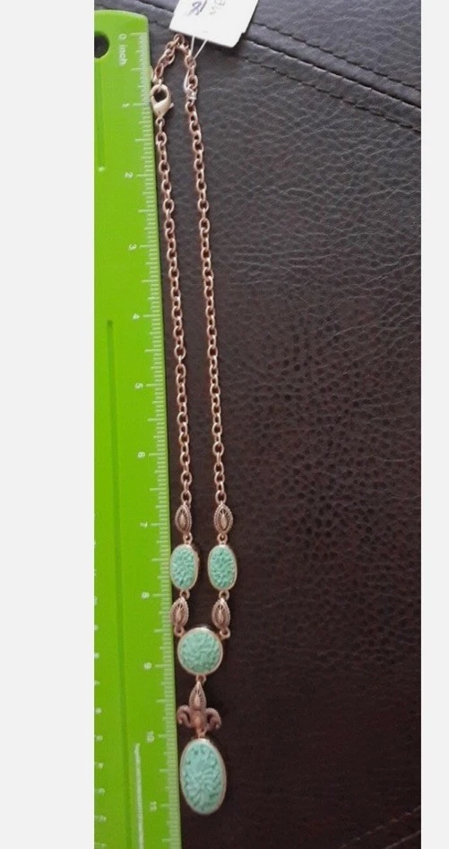 Collar Studio Barse bronce tallado turquesa citrino detalles 18 pulgadas Foto 3 de 4