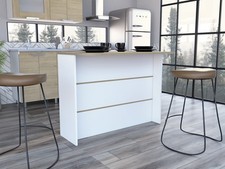 Fendi Kitchen Island with Ample Workstation and 2-Tier Shelf White / Light Pin