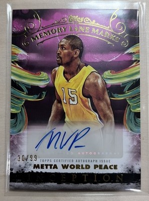 2024-25 Topps Inception Metta World Peace Memory Lane Marks Pink Auto /99