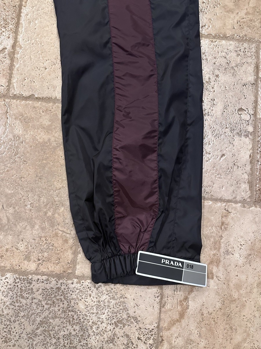 Prada SS18 Nylon Garbardine Logo Black Striped Track Pants | eBay