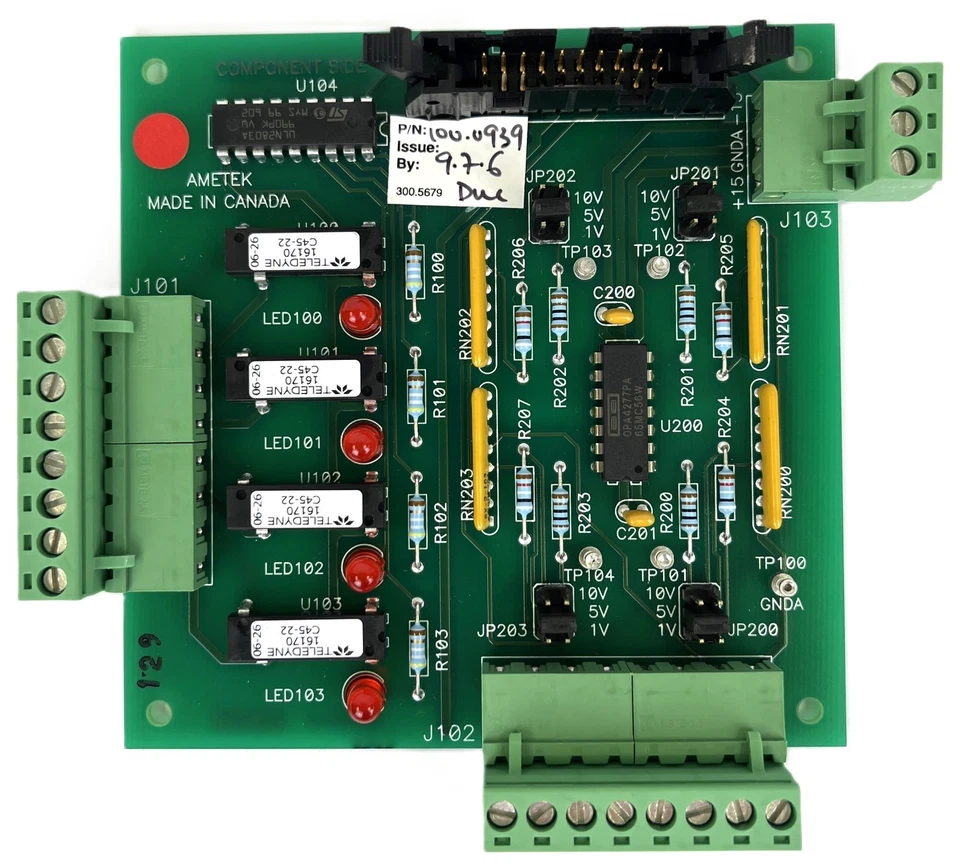 AMETEK, PLACA DE EXPANSIÓN DE E/S PANTALLA PWB, 100-0939 REV. B, ELECTRÓNICA, NUEVO Foto 3 de 4