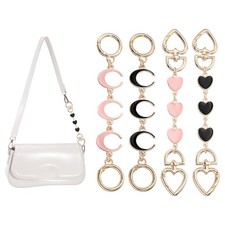Bag Extender Chain, 4 Pcs Purse Strap Heart Moon Shape Chain, Black/Pink