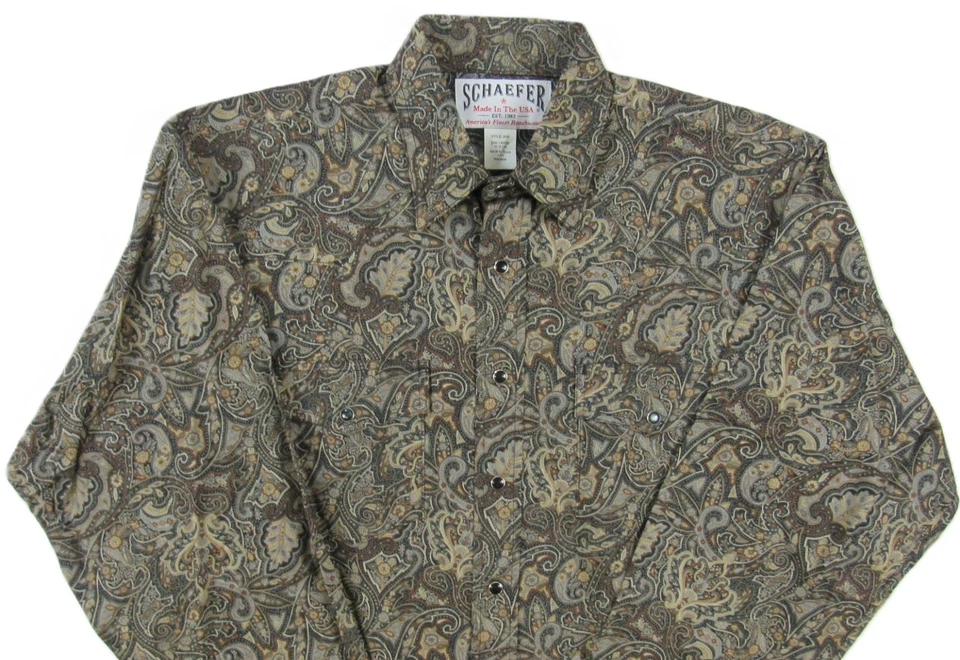 Schaefer Outfitter L/S Shirt Black Brown Paisley Men's Size L -NWT - Image 2 of 4