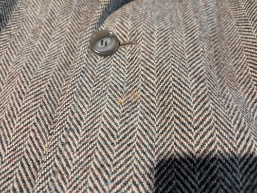 Vintage Harris Tweed Coat Mens 46? 1950s 60s Herringbone Wool Jacket  image 2