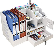 Weißer Schreibtisch-Organizer – Briefablage Mit Schublade Für A4 Papier & Büro