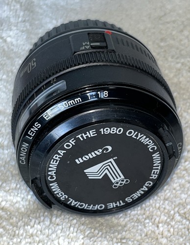 Vintage Canon EF Lens 50mm 1:1.8 JAPAN with Lens Covers NICE FREE SHIPPING