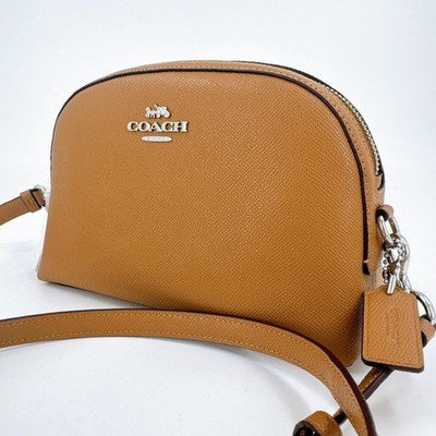 COACH Maddy Crossbody Camel Brown Half Moon Leather Shoulder Bag CR348 Auth