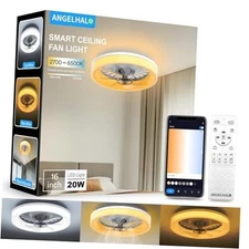 Modern Ceiling Fans with Lights and Remote, 16'' Low Profile Ceiling Fan, 