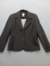 Chico's Women Blazer Size 1 Gray Classic Button Front Casual Classic Stylish