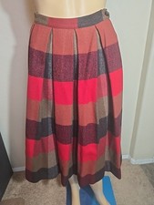 Vintage Pendleton Womens Plaid 100 Virgin Wool Pleated Skirt Size 12