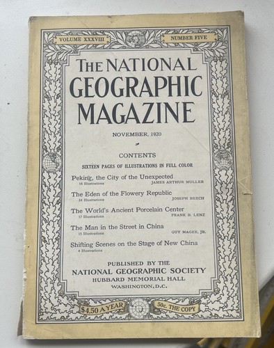 4 ANTIQUE Vintage NATIONAL GEOGRAPHIC MAGAZINES - Mar Apr 1918 Feb 1919 Nov 1920 - Foto 5 di 20