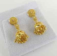 22ct Gold Drop Earrings Hallmarked Ornate Dangle 23mm with gift box